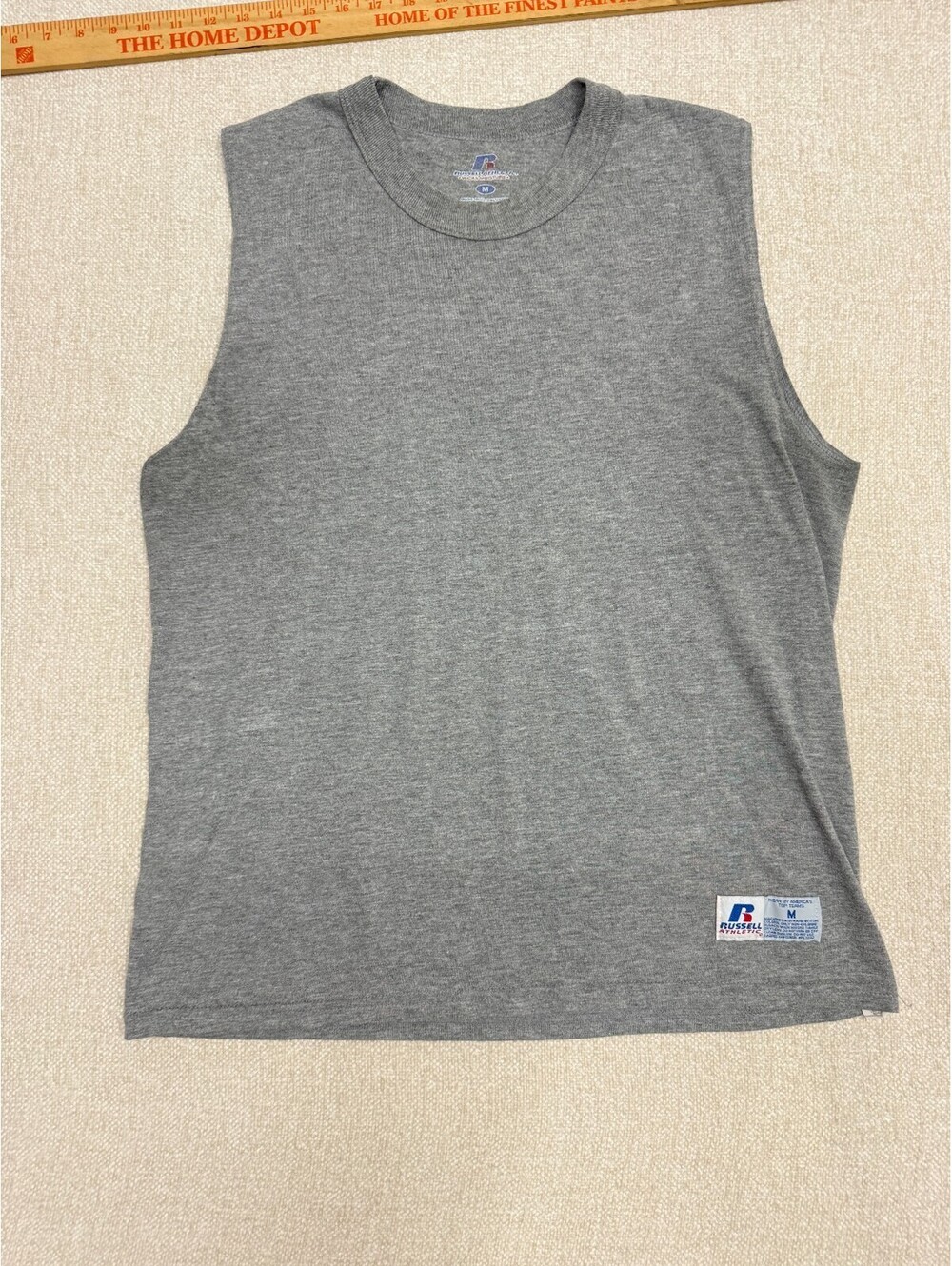 Vintage Russell Athletic Wicks Moisture Heather Gray Tank Top Mens Size M Medium